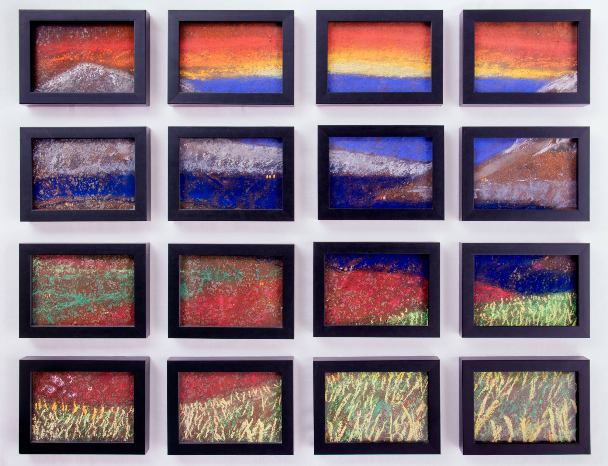 Multiple frames that create a colorful landscape.